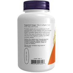 NOW Foods Pumpkin Seed Oil softgels close-up of capsules for everyday use