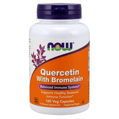 NOW Foods Quercetin with Bromelain bottle for immune support and histamine balance.