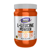 NOW Foods Leucine powder bottle ready for protein shakes.