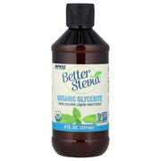 NOW Foods Stevia Glycerite bottle with dropper, convenient for adding to beverages