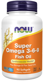 NOW Foods Super Omega 3-6-9 bottle with balanced omegas for everyday wellness