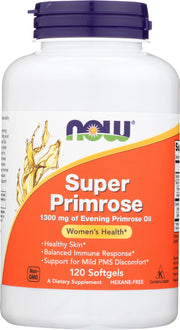 NOW Foods Super Primrose 1300mg front view bottle for daily wellness support