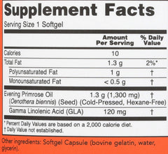 NOW Foods Super Primrose 1300mg label close-up highlighting gluten free and non-GMO
