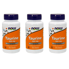 NOW Foods Taurine 500mg bottle front, supports bile salt formation