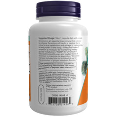 NOW Foods Tri-Chromium cinnamon capsules promote balanced sugar metabolism.