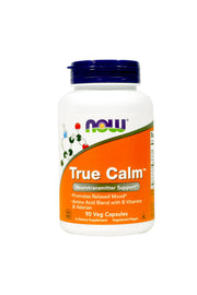 Now Foods True Calm amino relaxer bottle, natural calm for occasional tension.