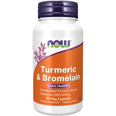 NOW Foods turmeric-bromelain bottle supports daily joint comfort.
