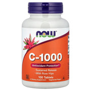 NOW Foods Vitamin C-1000 Sustained Release bottle front view highlighting daily immune support and stable vitamin delivery