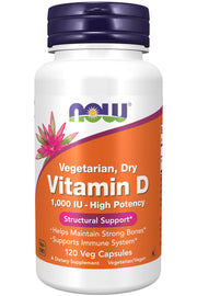 NOW Foods Vitamin D-2 1000 IU bottle front view for immune support