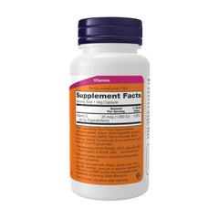 NOW Foods Vitamin D-2 1000 IU capsules close-up highlighting vegetarian format
