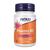 NOW Foods Vitamin D-3 2000 IU bottle supports everyday bone health and immune balance.
