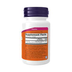 NOW Foods Vitamin D3 5,000 IU softgels label close-up highlights potency for bone health.