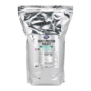 NOW Foods Whey Protein Isolate bag front shows unflavored powder ideal for everyday shakes