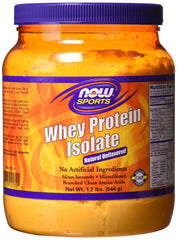 NOW Foods Whey Protein Isolate unflavored powder in a 1.2 lb bag for versatile everyday use.