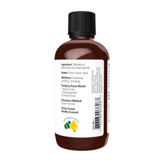 NOW Foods Tea Tree Oil cap and bottle illustrating easy, secure storage.