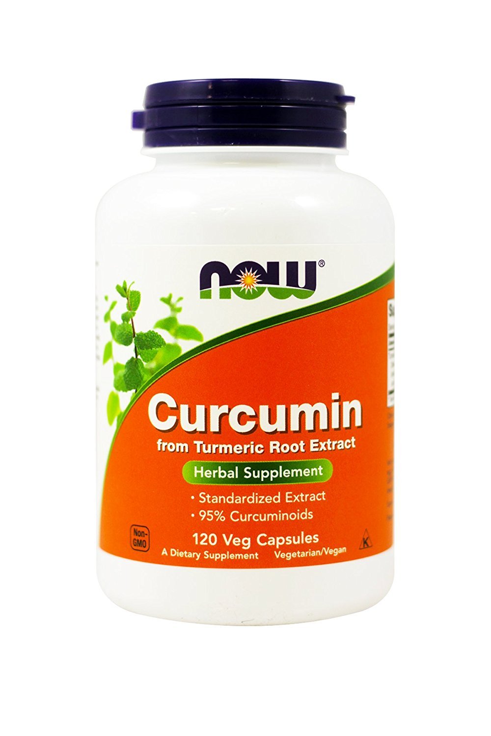 Now Foods Curcumin bottle with 120 vegetarian capsules for gluten-free, non-GMO wellness.