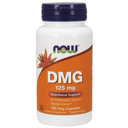 NOW Foods DMG 125 mg bottle with capsules for potential glutathione support