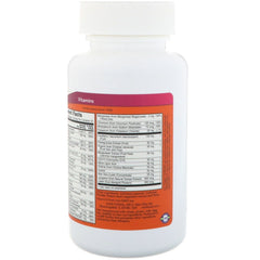 NOW Foods EVE multivitamin capsules closeup highlighting iron-free formula.