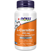 NOW Foods L-Carnitine 250 mg bottle highlights purity and daily energy support.