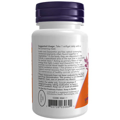 NOW Foods Lutein & Zeaxanthin bottle pour showing easy daily intake.
