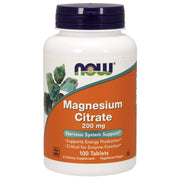 NOW Foods Magnesium Citrate 200 mg front label for quick product recognition.