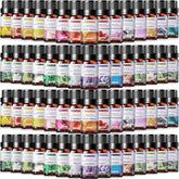 Nuanchu 52-bottle essential oils set beside a diffuser for ambient aroma.