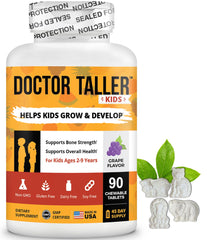 NuBest Doctor Taller Kids bottle highlighting a complete multivitamin for growing children supporting daily energy