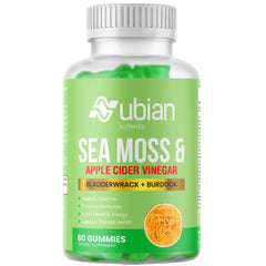 NUBIAN NUTRIFIED Sea Moss Gummies bottle with apple cider vinegar for daily wellness