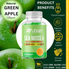 NUBIAN NUTRIFIED Sea Moss Gummies with elderberry extract and chlorophyll for immune-friendly support