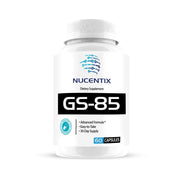 Nucentix GS-85 capsules in a bottle close-up signaling quality daily wellness support.