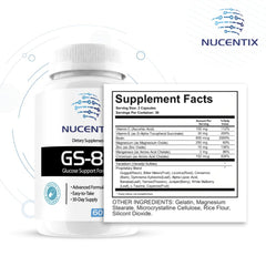Nucentix GS-85 capsules pouring into a hand for easy daily use.