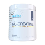 NuEthix Nu-Creatine Pure Monohydrate bottle-front highlights athletic potential.