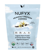 NUFYX Heavenly Protein Powder Cream Vanilla packshot—pure organic pea protein.