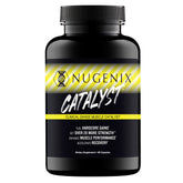 Nugenix Catalyst bottle front highlighting premium performance support for workouts