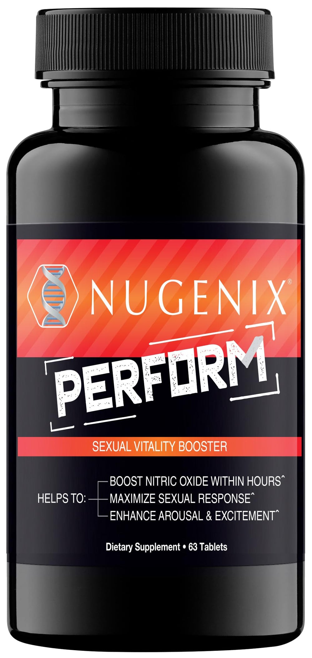 Nugenix Perform bottle with pour—potential daily vitality support for workouts.