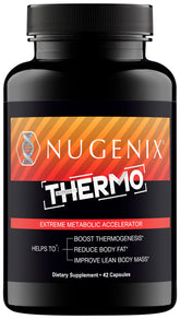 Nugenix Thermo bottle front view for energy and metabolism support.