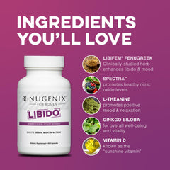 Nugenix Women's Libido capsules closeup ready for daily use