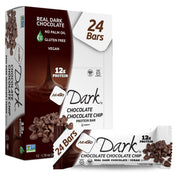 NuGo Dark Chocolate Chip bar in package, ideal on-the-go snack for busy days.