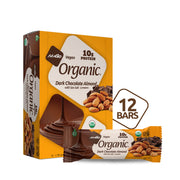 NuGo Organic Dark Chocolate Almond bar wrapped, ideal as a vegan protein snack