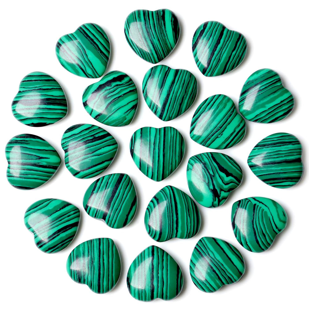 NUKAYAI malachite heart crystal close-up for calm and focus