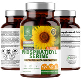 Number One Nutrition PS400 sunflower bottle suggesting memory support for daily use.