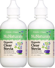 NuNaturals clear extract stevia bottle pour, easy sweetness on demand.