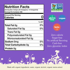 NuNaturals ingredients display with stevia leaf extract for natural sweetness.