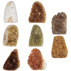 Nupuyai citrine geode cluster on shelves as an artistic focal point.