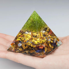 Nupuyai Orgone Pyramid with copper wire, promoting focus and spiritual reflection in living spaces.