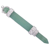 Nupuyai Crystal Point Pendant top view highlights hexagonal wand design for energy focus