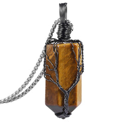 Nupuyai tiger's eye hexagonal pendant close-up highlighting warm natural glow for daily wear