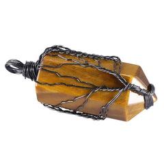 Nupuyai tiger's eye hexagonal pendant on chain for unisex fashion