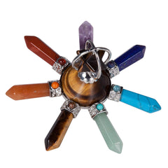 Nupuyai tiger's eye pyramid crystal point enhances focus and positive energy.