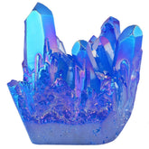 Nupuyai titanium coated quartz cluster in dark blue; colorful reflections for home decor.
